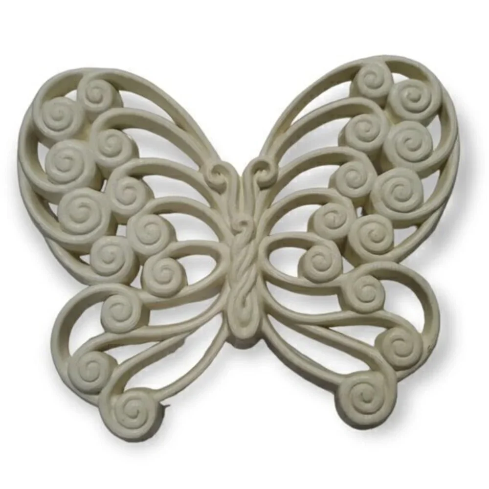 4 Vintage Syroco Wicker Butterflies Home Interiors Homco Burwood Wall‎ Hanging